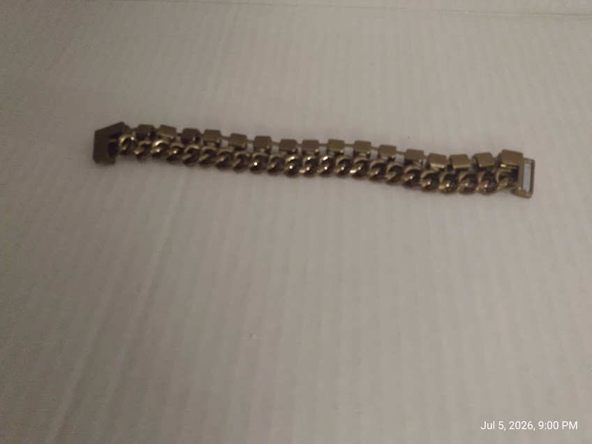 Chico s Thick Goldtone Metal Chain Rhinestone Bracelet