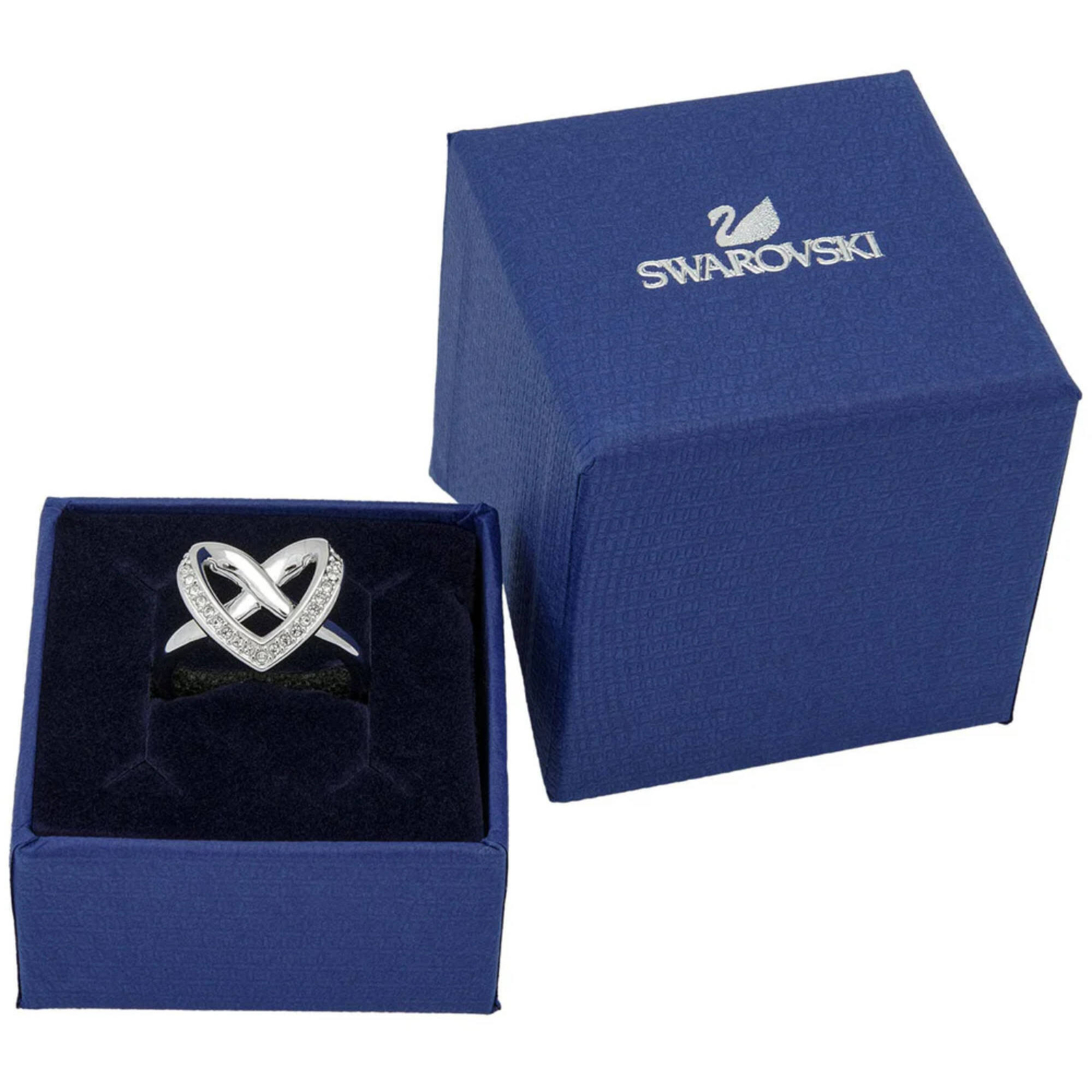 Swarovski Women’s Ring Cupidon Rhodium Plated Crystal Pavé Heart, Size 9 5140097
