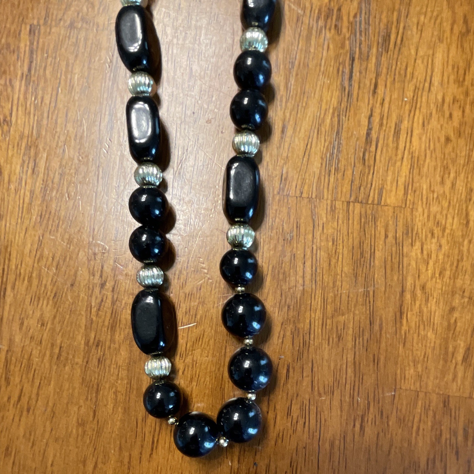 Vintage 1980’s Acrylic Lot of 6 Black & White Round Beaded Necklaces