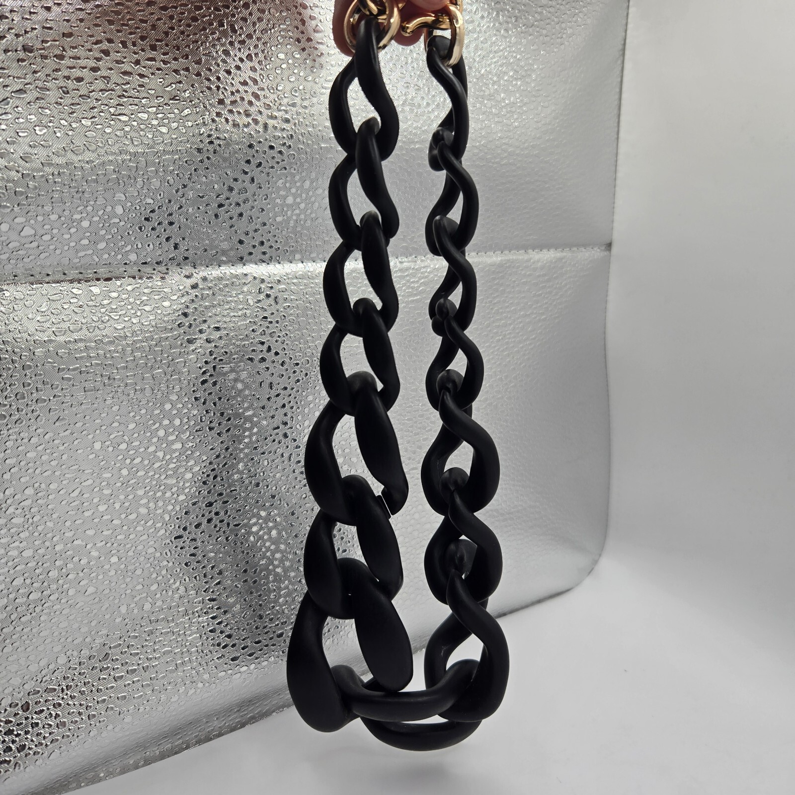 Chunky Link Necklace – Fun Flair Statement Large Black Sweater Chain ~9 in