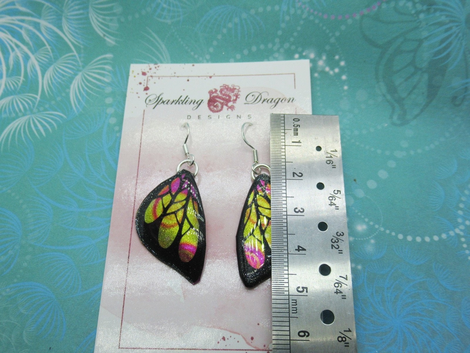 Butterfly Wing Earrings Swirling Yellow & Pink – Fairy Jewellery, Fun Gift for