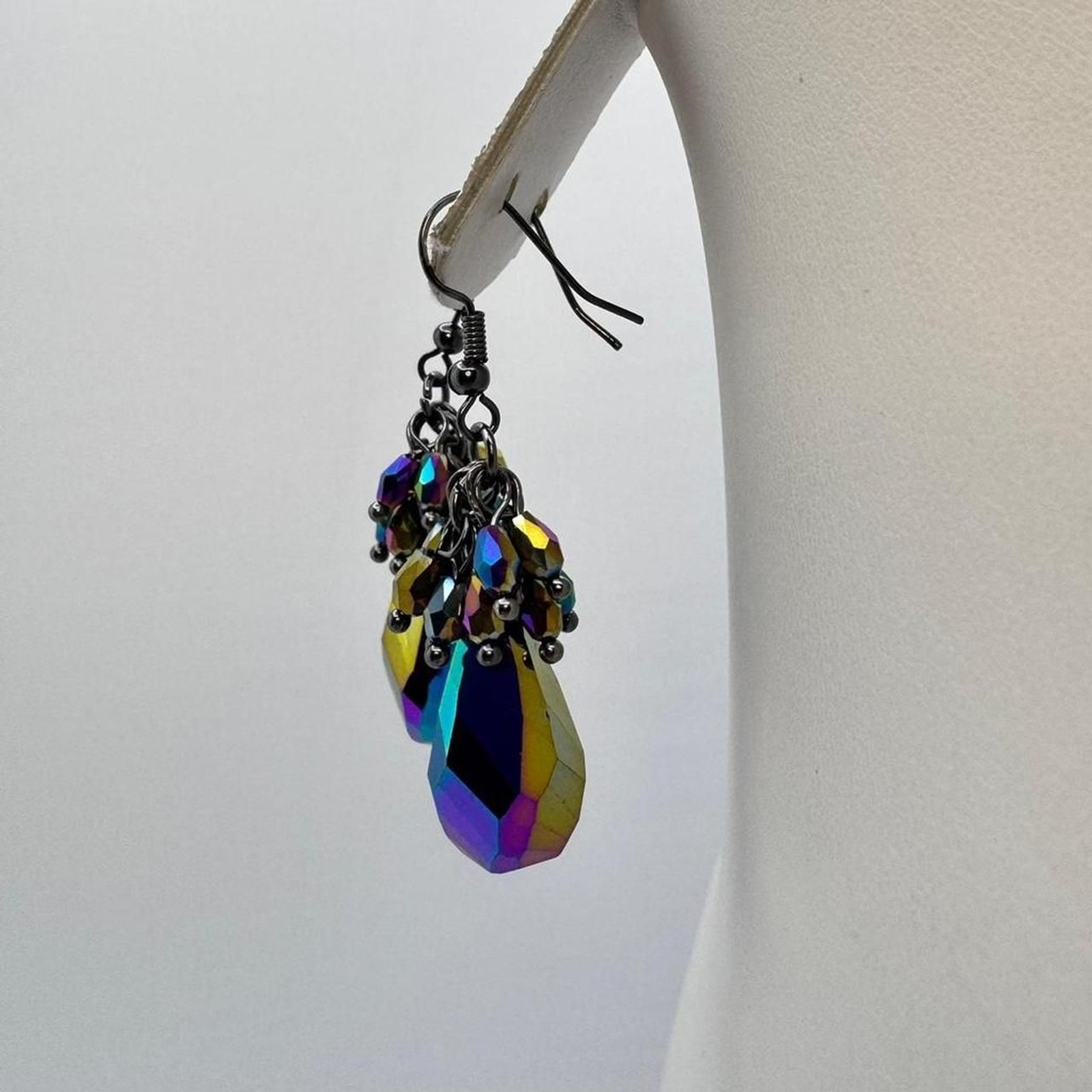 Rainbow Crystal Statement Drop Earrings Y2K Goth Festival Jewelry