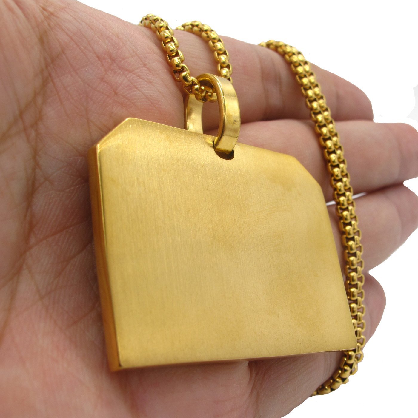 MENDEL Mens Stainless Steel Gold Plated Hip Hop Jesus Pendant Necklace Jewelry
