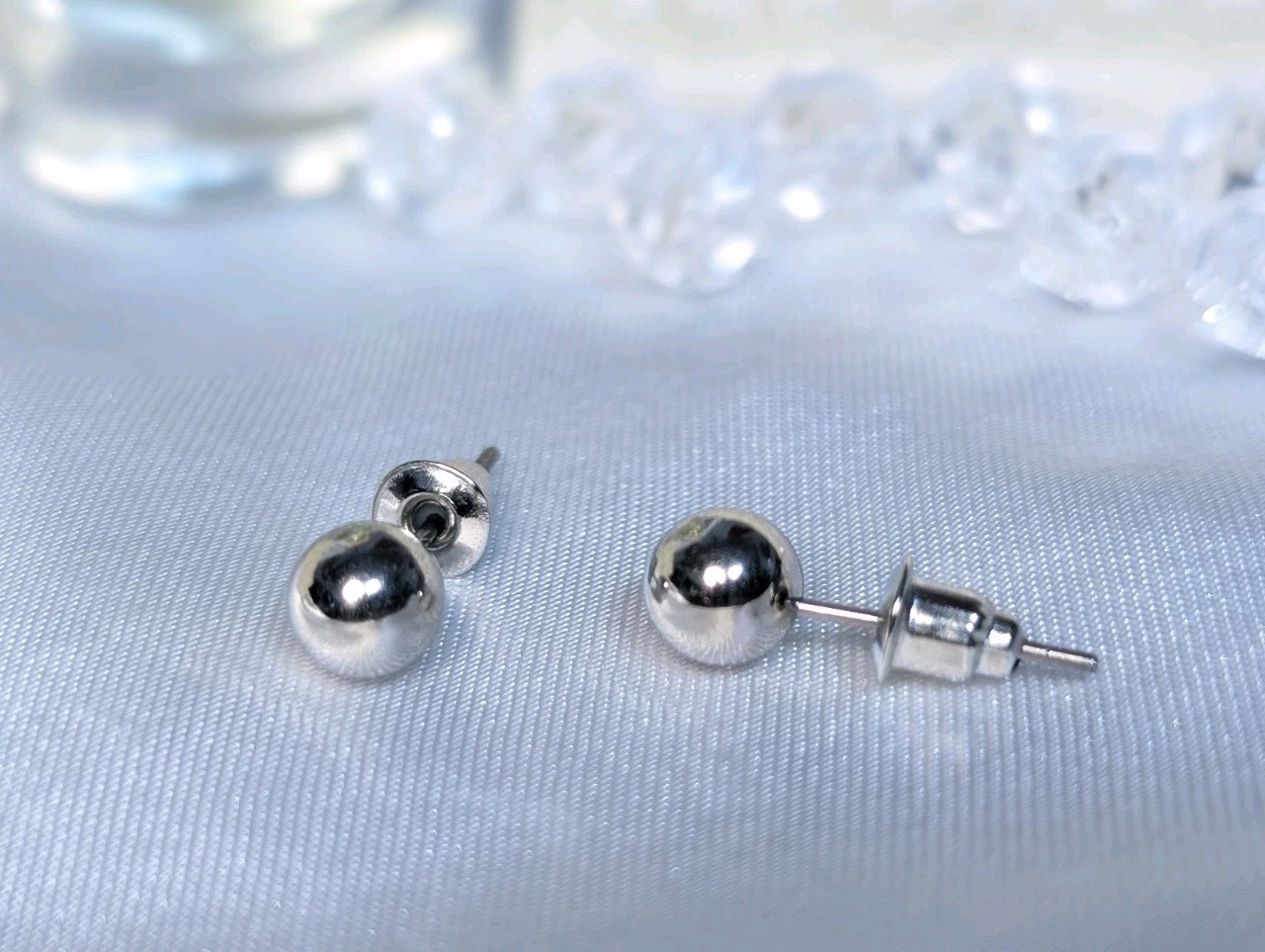 NEW Earrings Silver 🥈 Ball Studs Earrings With Silver Backs Fashionable Jewelry