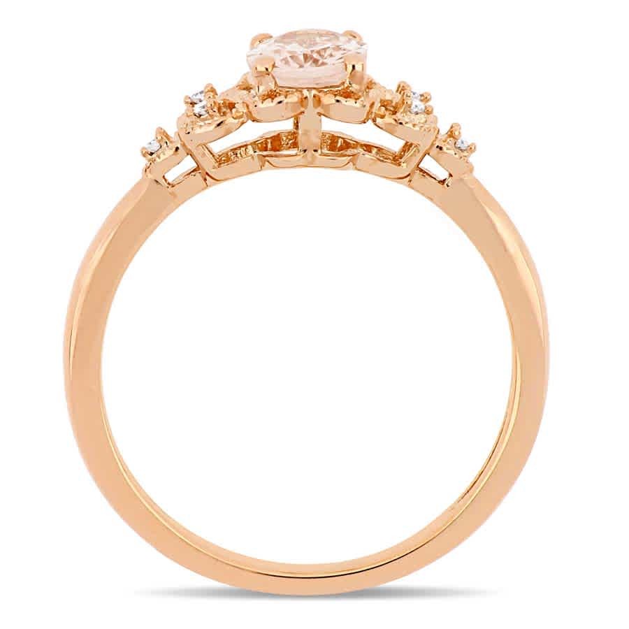 AMOUR 3/4 CT TGW Morganite and Diamond Filigree Ring In 10K Rose Gold