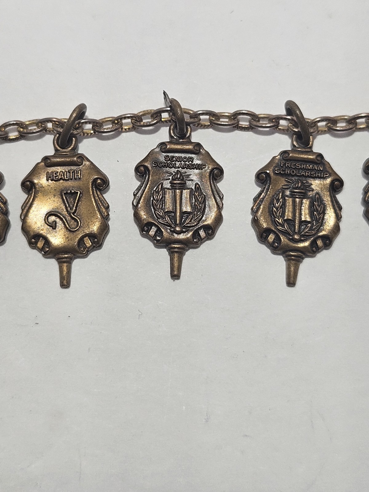 Vintage Jostens Academic Achievement Charm Necklace 9 Charms Scholarship