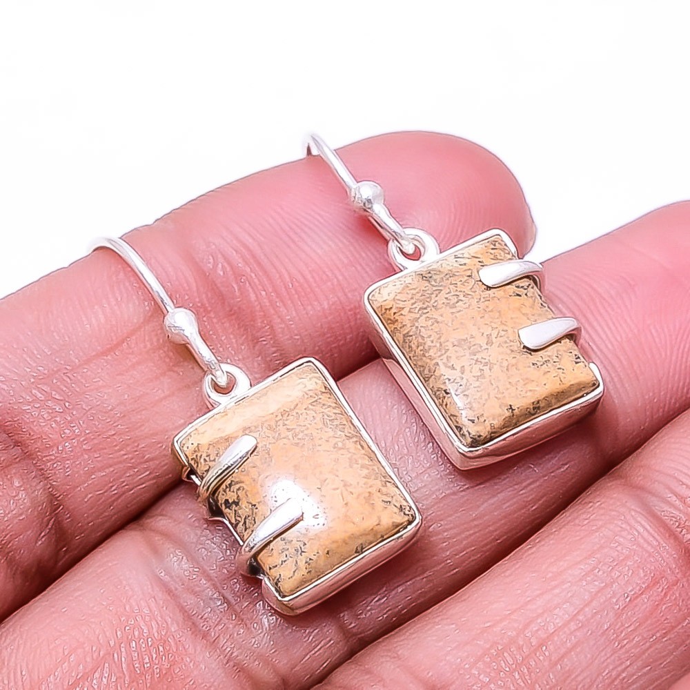 Natural Picture Jasper 925 Sterling Silver Earring 1.17″ E52, Christmas Gift