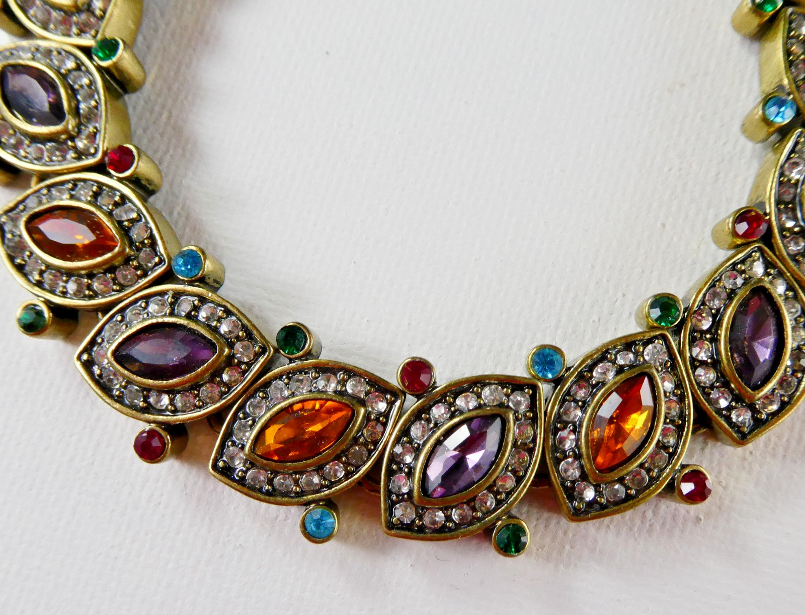Heidi Daus Crystal Bracelet Multi Color Stones Brass Tone Beauty