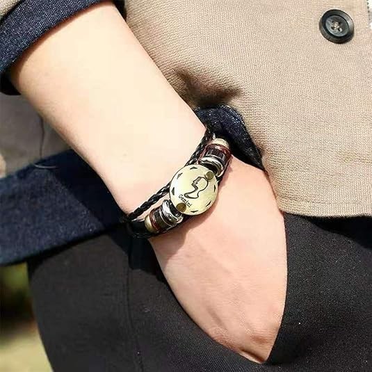 2 pcs zodiac Signs Spirit Bracelet Multilayer Adjustable 12 Constellation Black