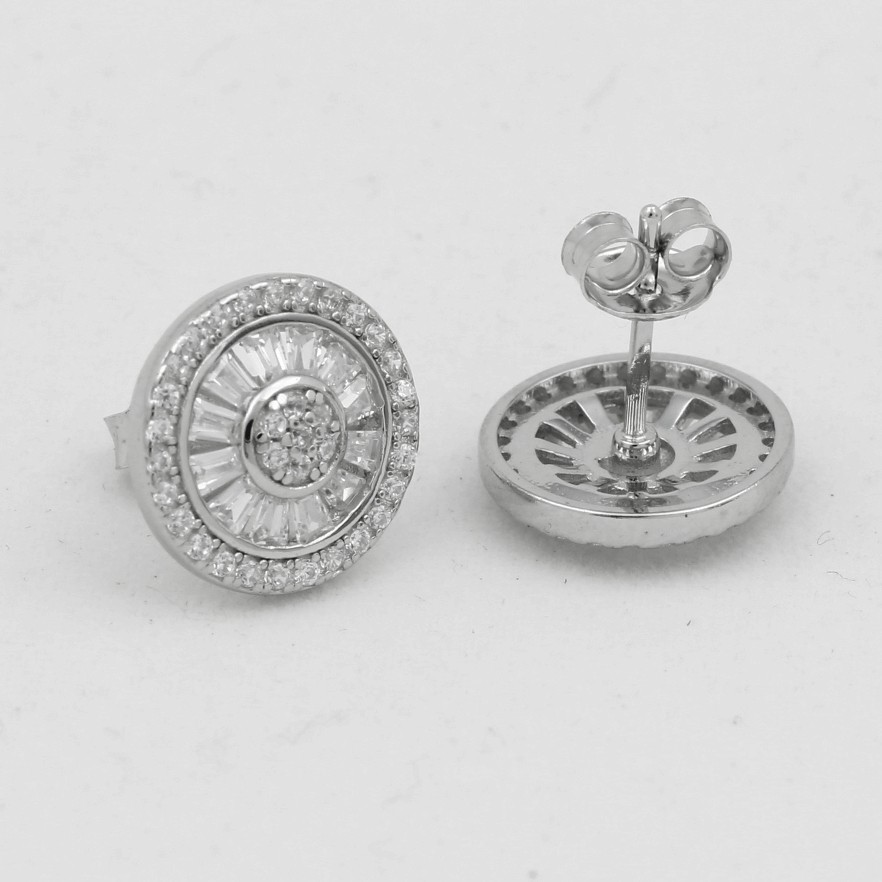 DG Men’s Sterling Silver 925 Brilliant CZ 9mm Round Push Back Earring*Unisex.Box