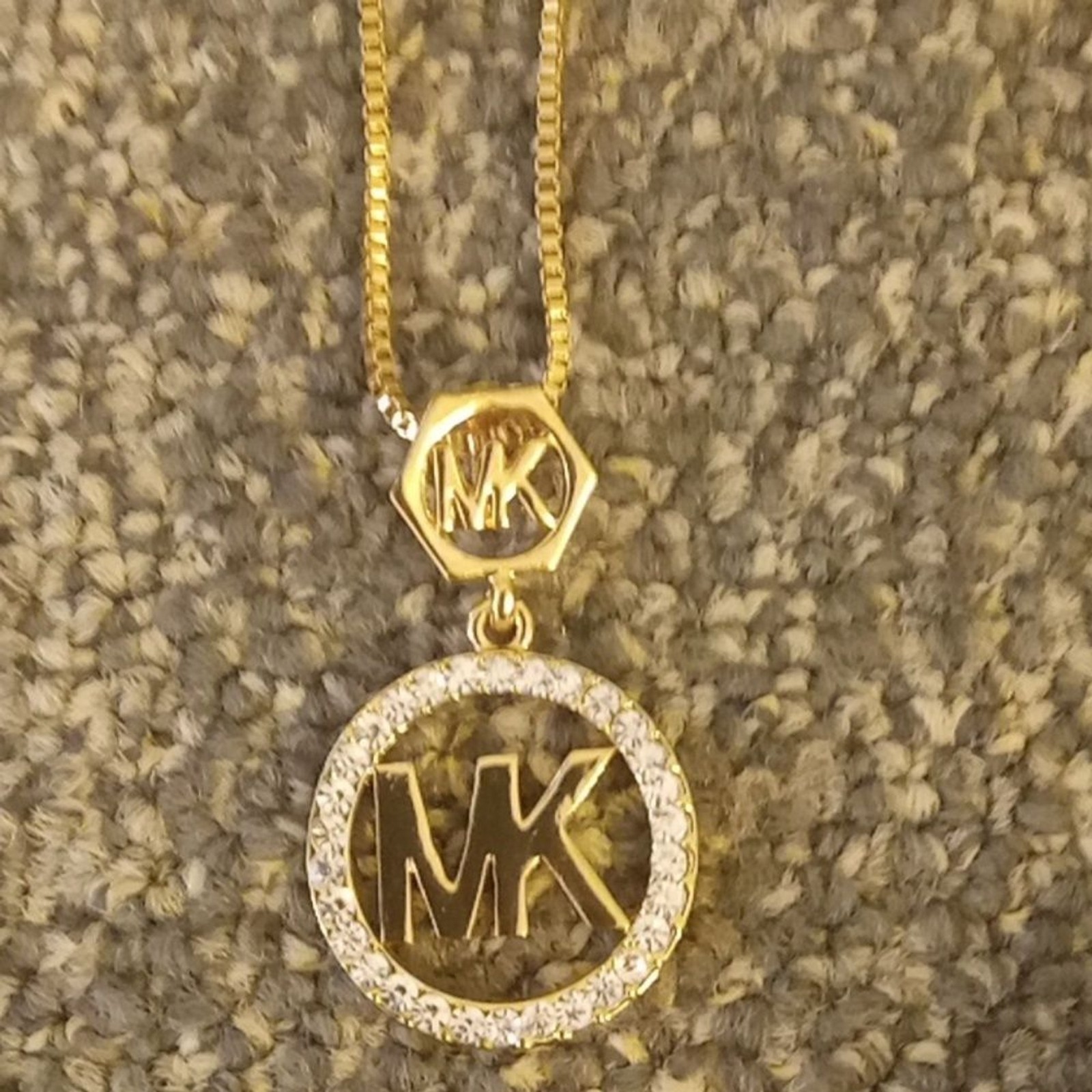 MK rhinestone and gold tone chain women’s necklace