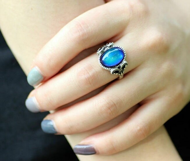 New Filigree Mood Ring Silver Plated Size 8 Women
