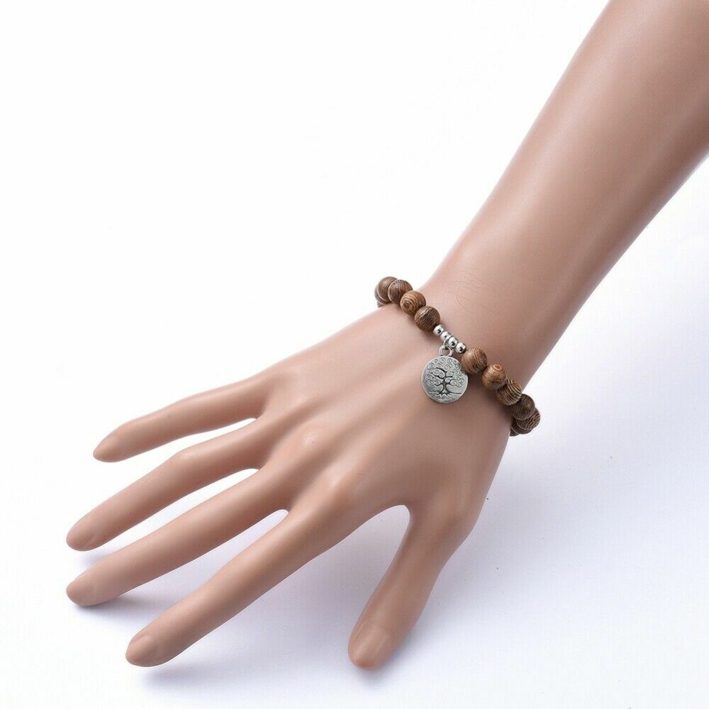 Chakra Jewellery, Stretch Charm Bracelets, Gemstone, Wood, Alloy. – 1 5 10