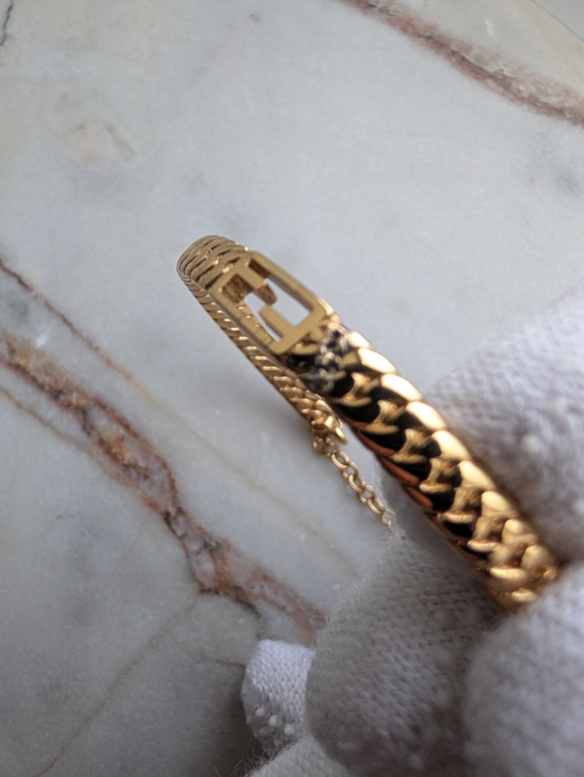 Vintage Fendi Gold-Plated “FF” Logo Bangle Bracelet – Repair & Restoration