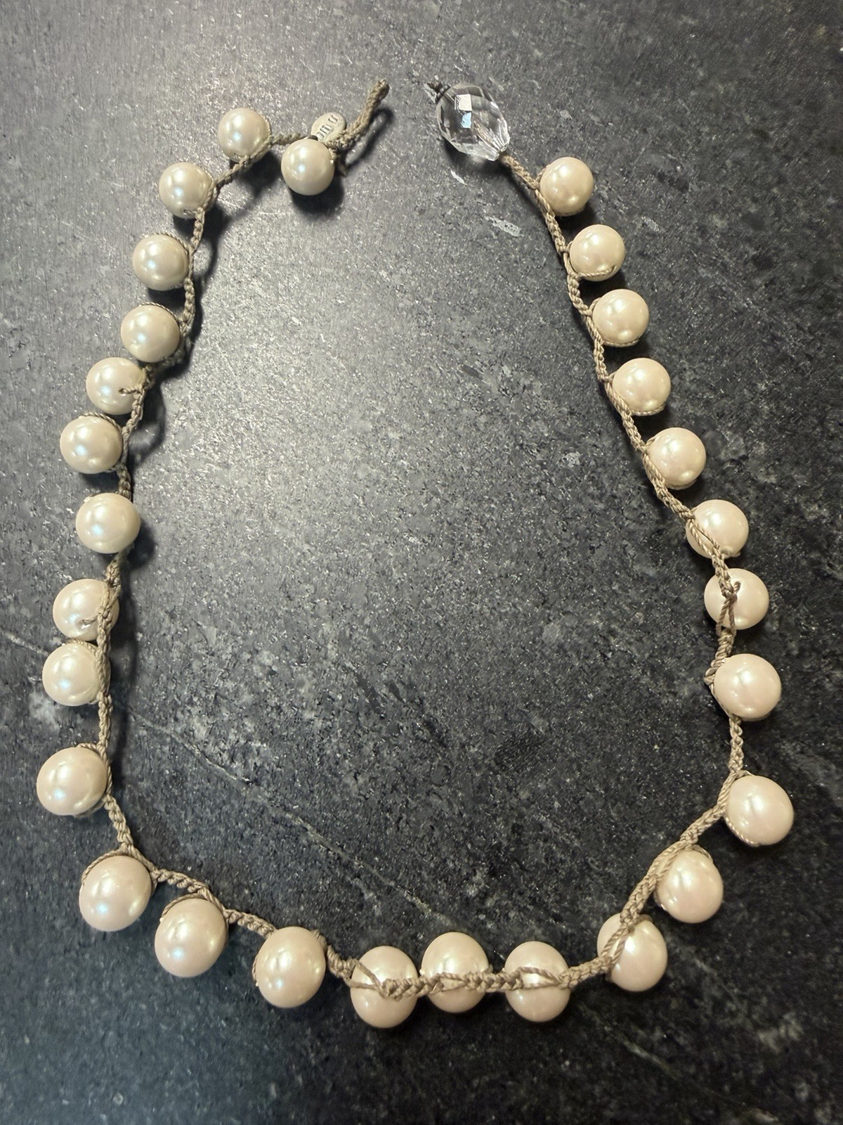 On U Jewelry Maggie Crocheted Pearl Necklace 17″ Donna Silvestri Crystal Toggle