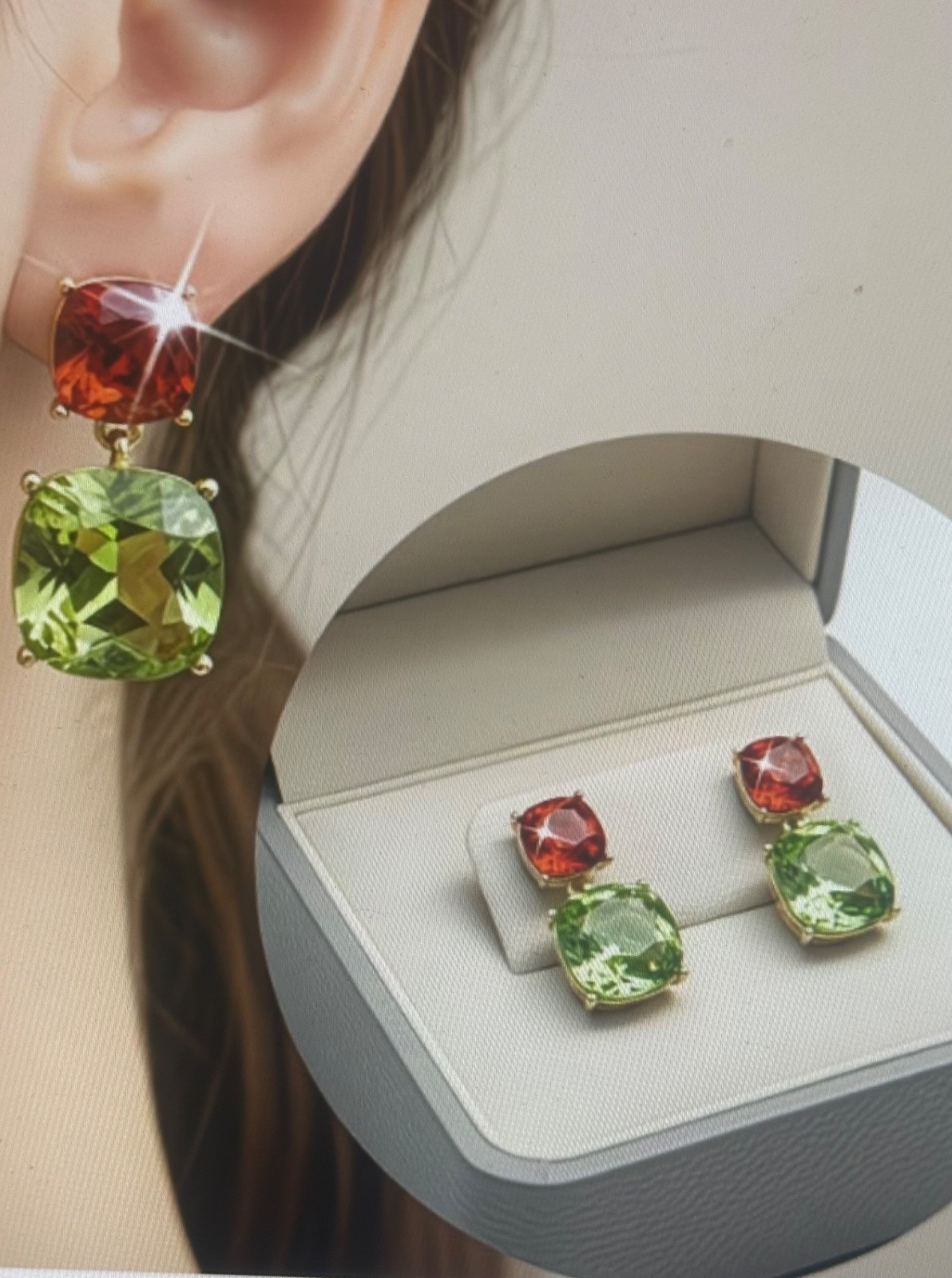 Lot of All 3 Colors Shiny Glass Gemstone Dangle Earrings