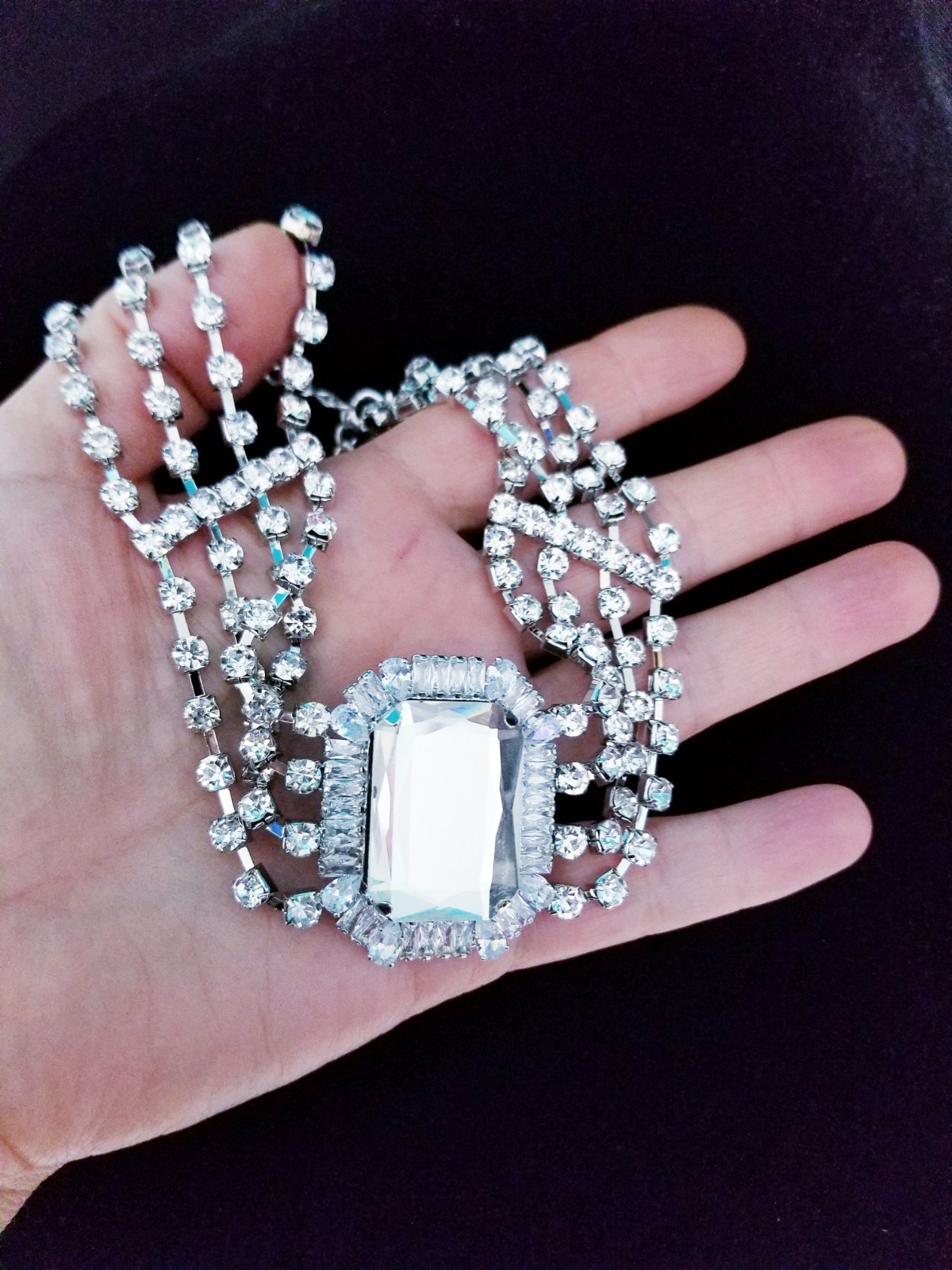 Clear Crystal Choker Rhinestone Crystal Necklace Bridal Prom Pageant Jewelry