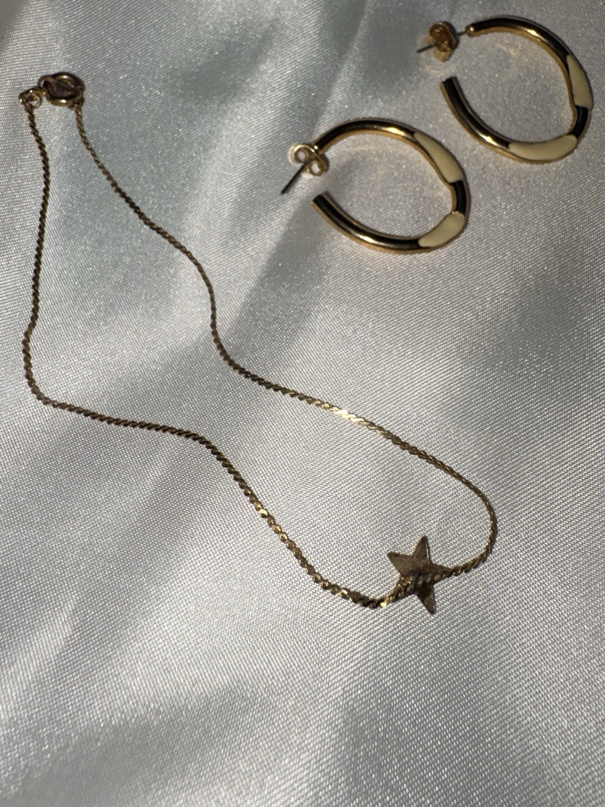 Celestial welded yellow star gld pltd vintage bracelet & earrings