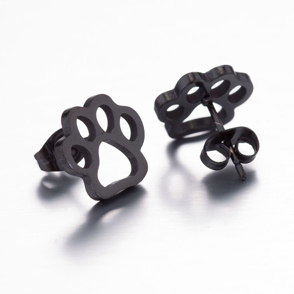 Stainless Steel Cat or Dog Paw Print Earrings for Pet Lovers or Kids