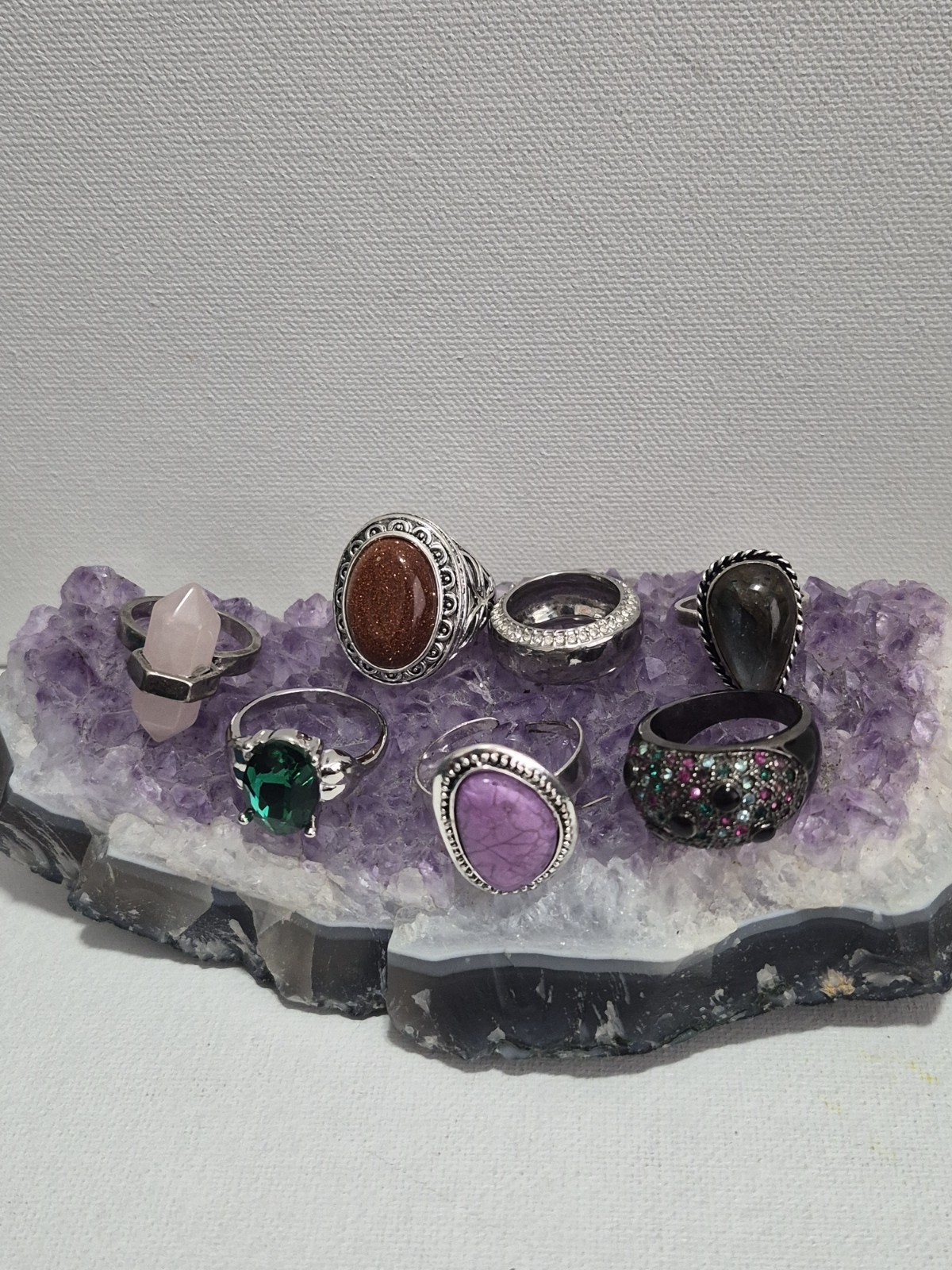 Lot Of 7 Vintage Ladies Silver Tone Rings Various Sizes B453