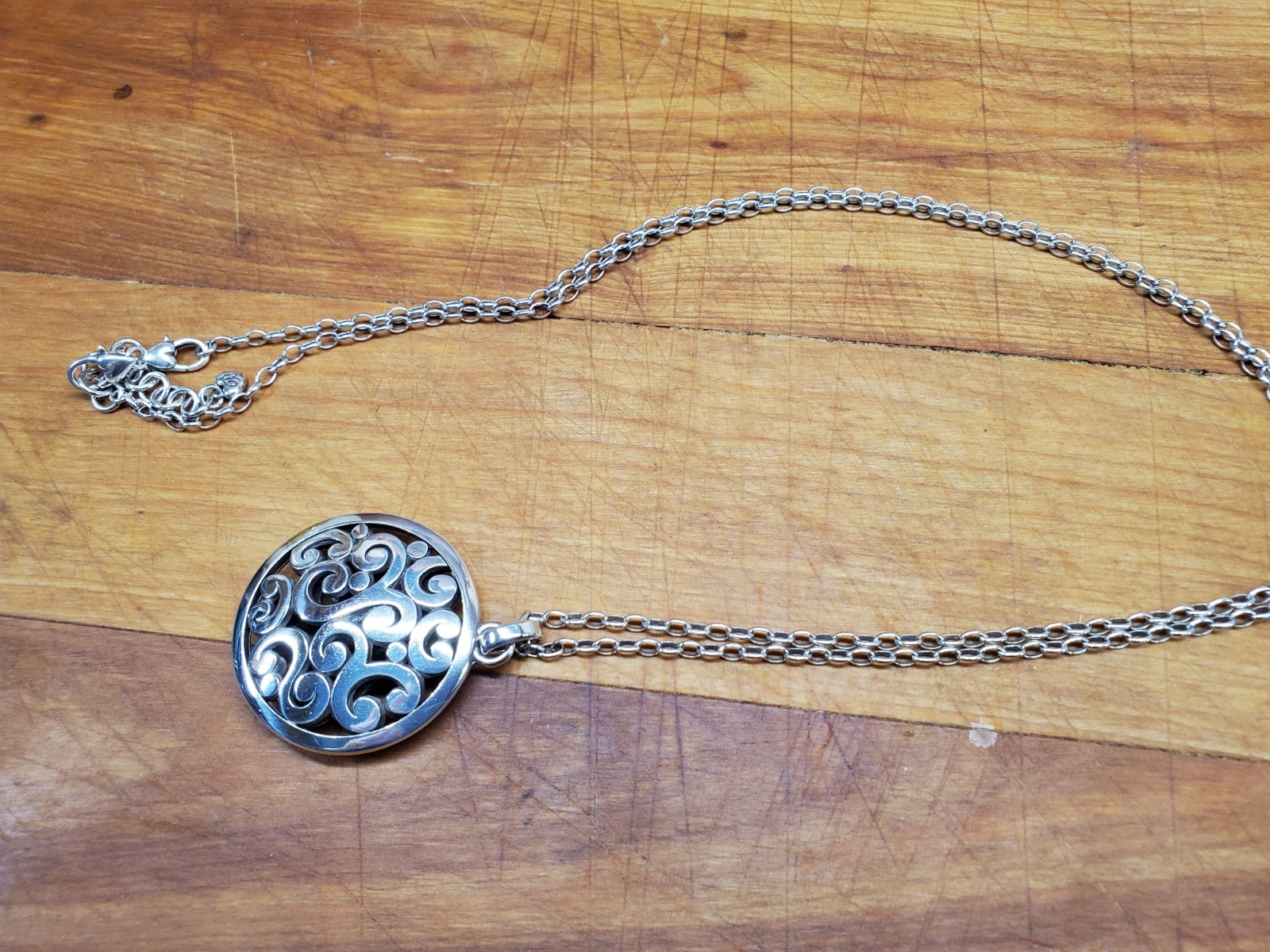 Brighton Contempo Convertible Silver Scroll Pendant Necklace