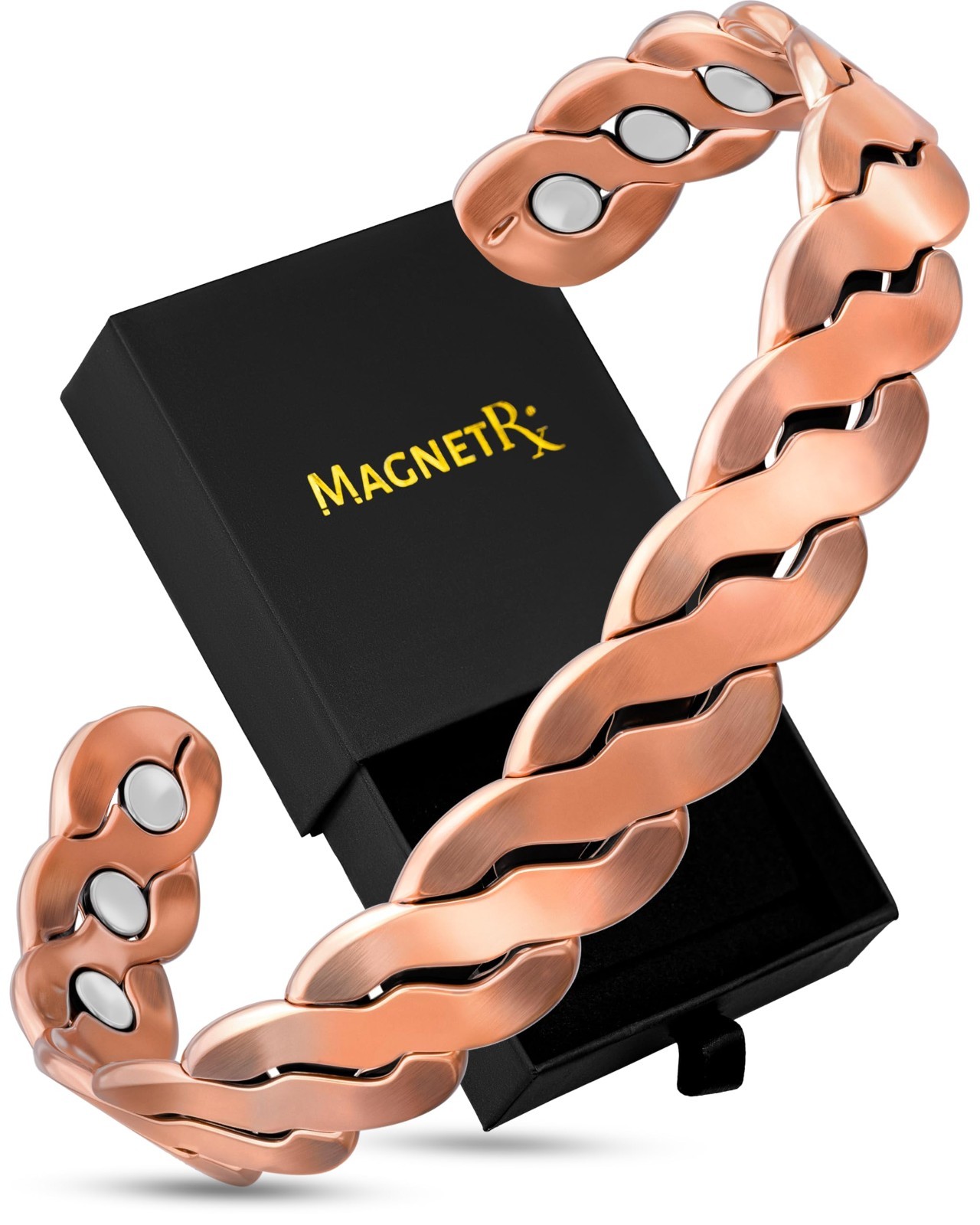 Adjustable Pure Copper Magnetic Bracelet for Men & Women – Twisted Cuff Bangle