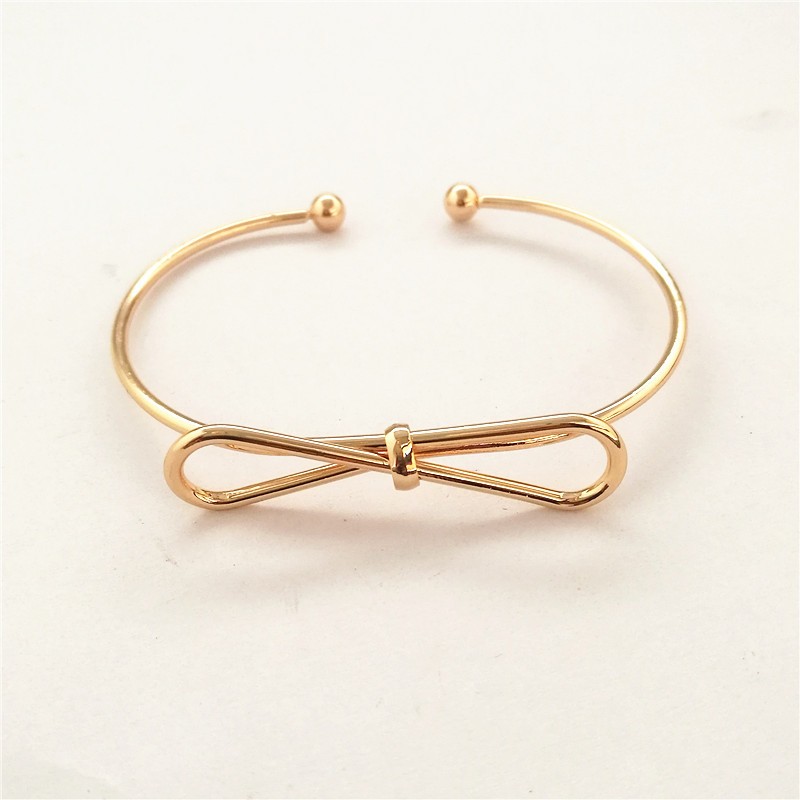 Women Rose Gold Knot Heart Open Cuff Bangle Tribal Bridal Stackable Bracelet