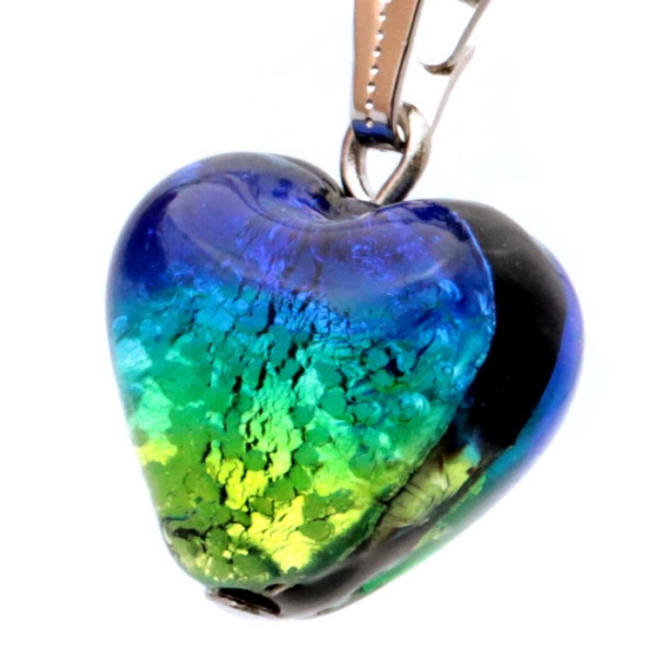 Okinawa Ryukyu Firefly Glass Heart Necklace Kerama Marine Glow in the Dark