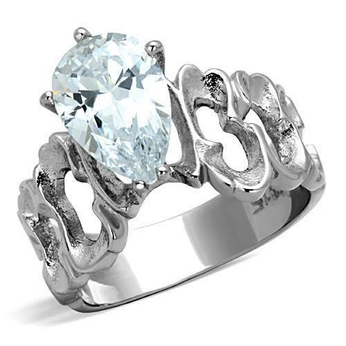 TK1534 – High polished (no plating) Stainless Steel Ring with AAA Grade CZ in