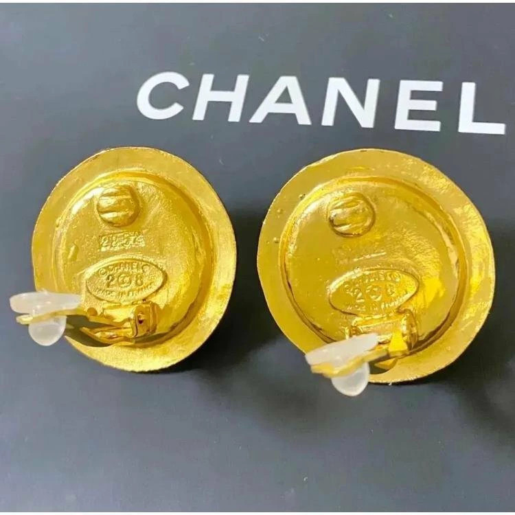 CHANEL Earrings Pearl Star Gold PARIS Round 3.1cm Ladies’ Accessories