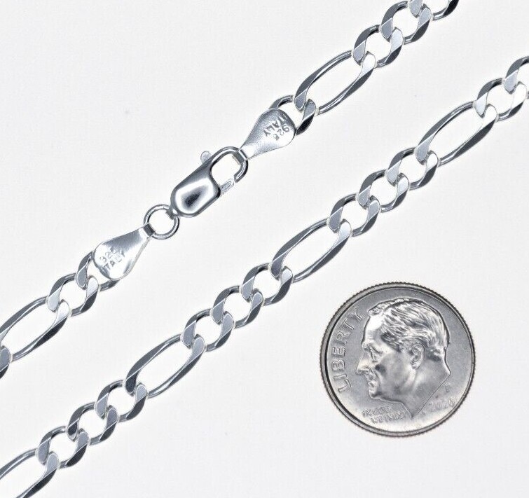 925 Italy SOLID Sterling Silver FIGARO Link Chain Bracelet 7″ 8″ 9″ 10″ .925