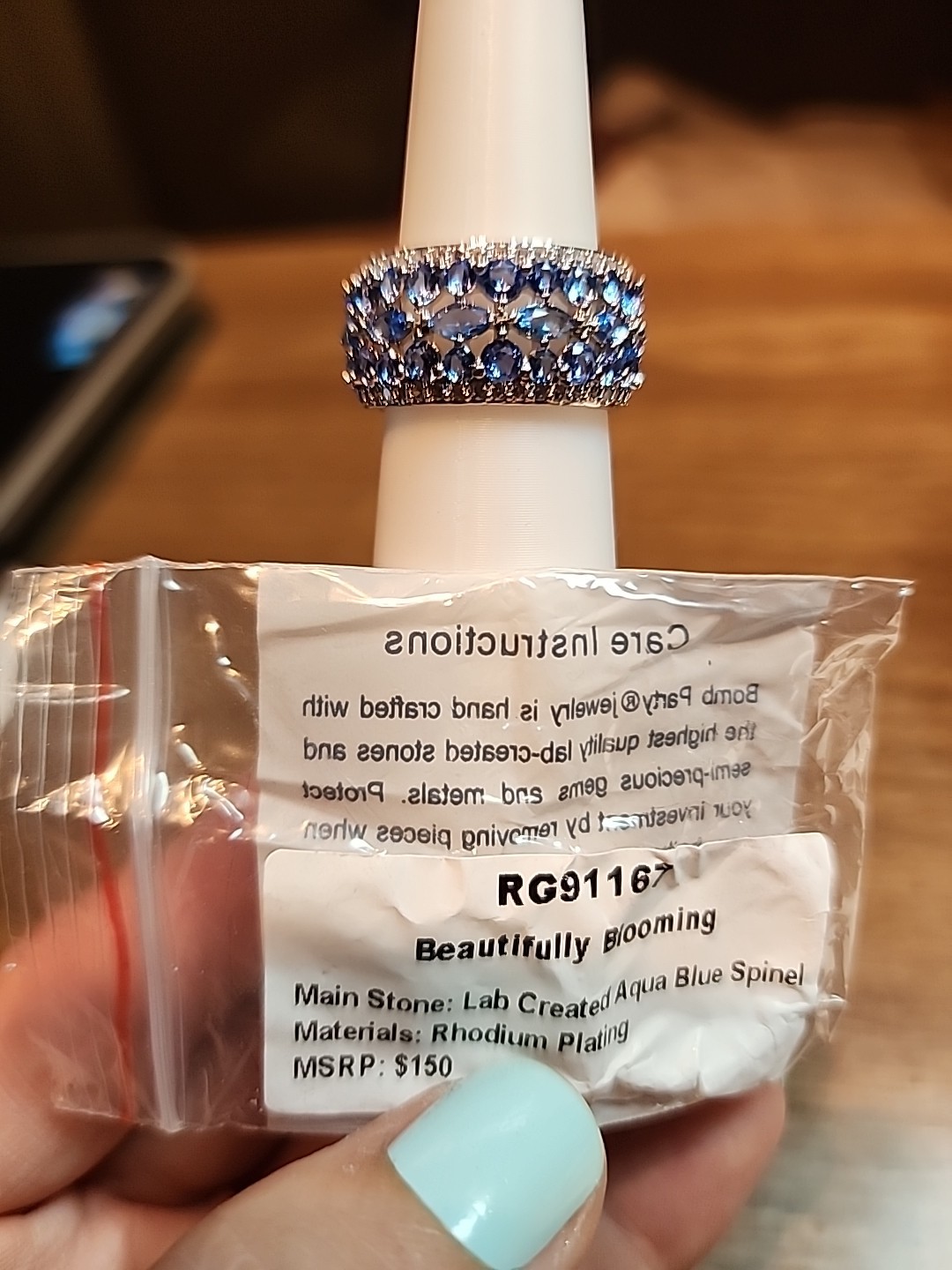 Bomb Party Ring size9 Beautifully Blooming RG91167. Rhodium plating.