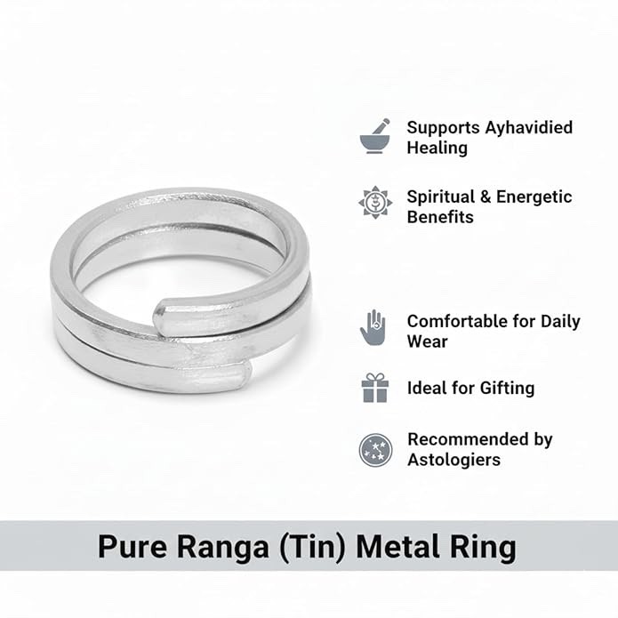 99.9% Pure Ranga Ring Men Women Adjustable Free Size Tin Challa Good Luck Tradit