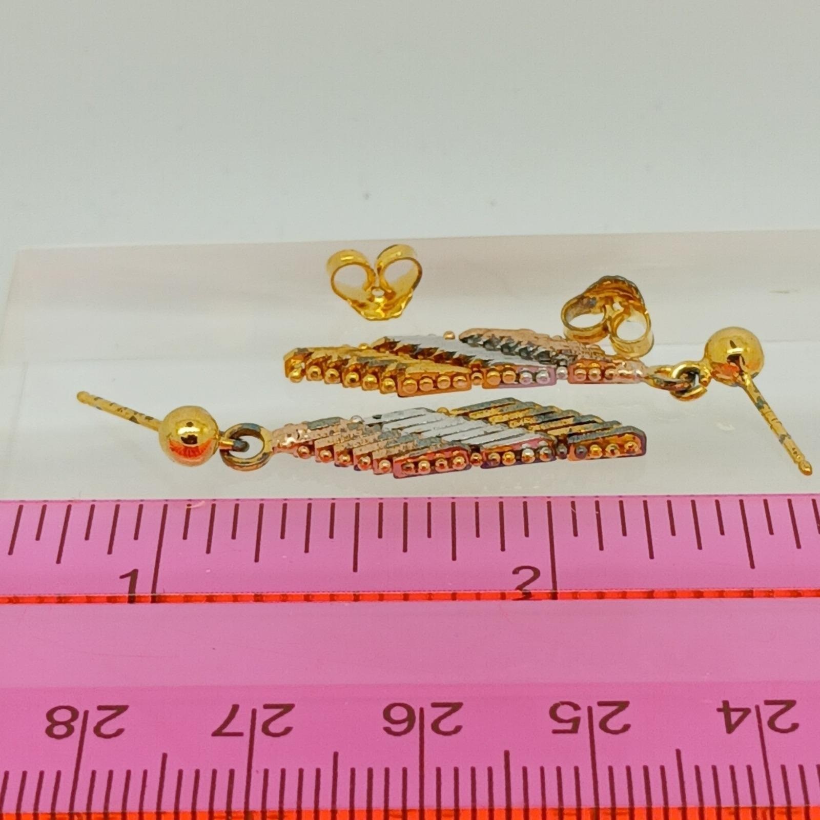 Tri-Color Gold Vermeil Sterling Silver Diamond Cut Dangle Ball Stud Earrings New