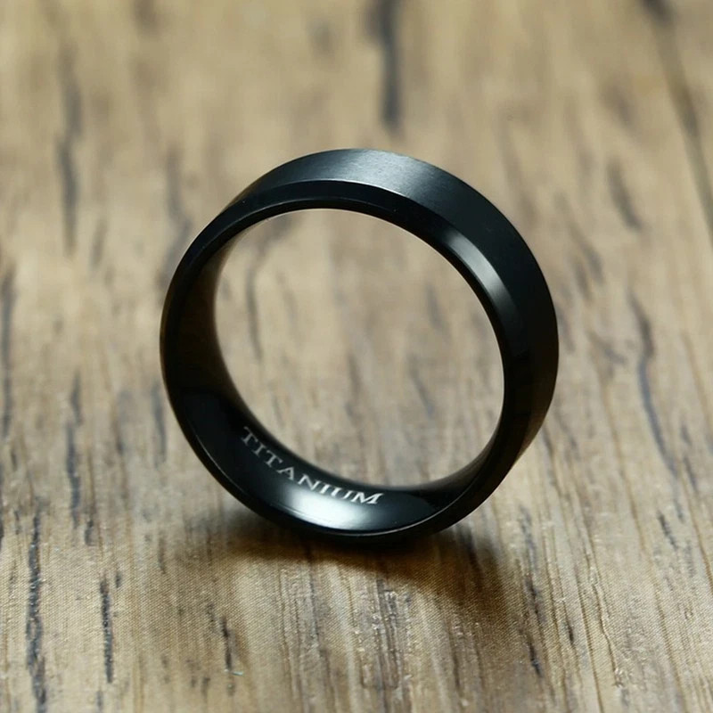 8MM Black Plating Titanium Steel Band Men’s Matte Finished Ring Wedding Sz 7-12