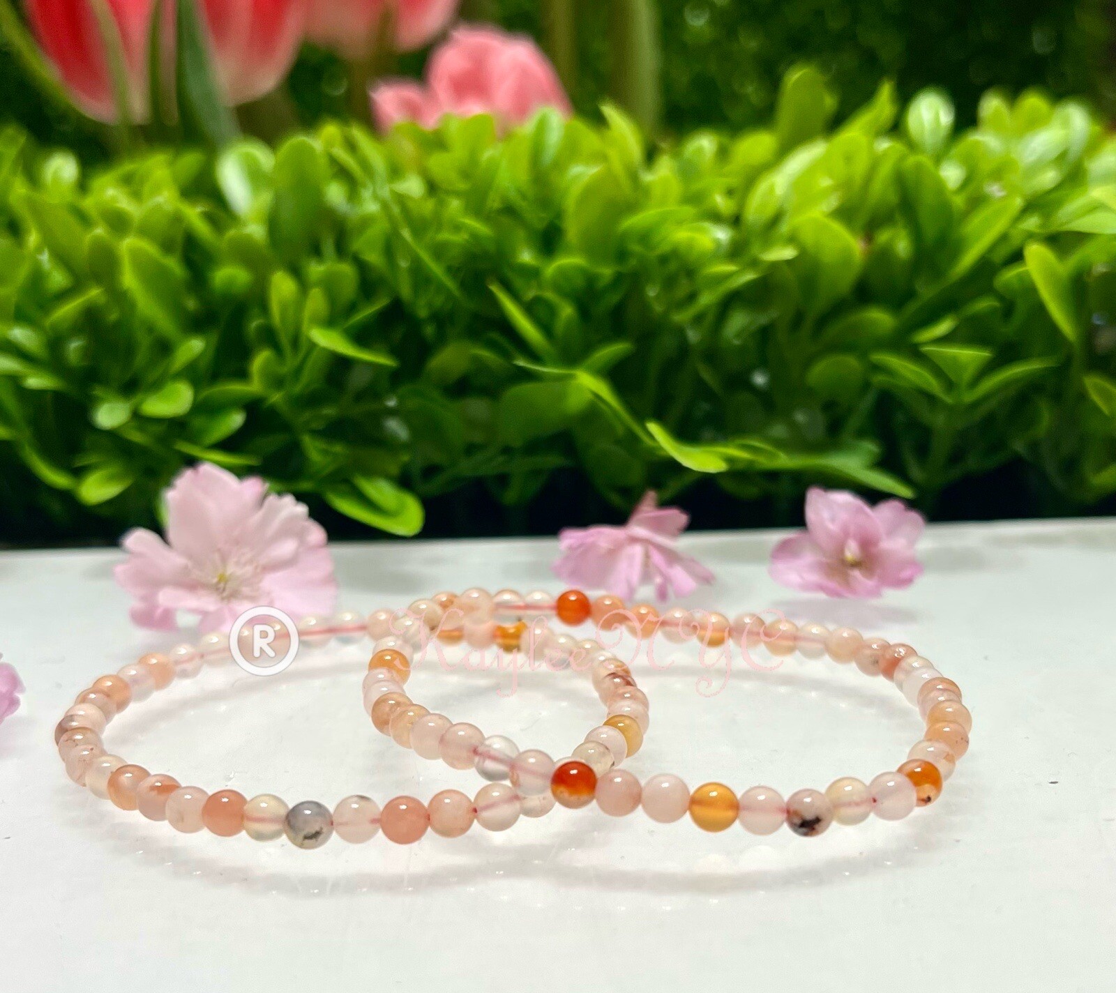 Wholesale Lot 6 Pcs Natural Flower Agate 4mm 7.5” Crystal Stretch Bracelet