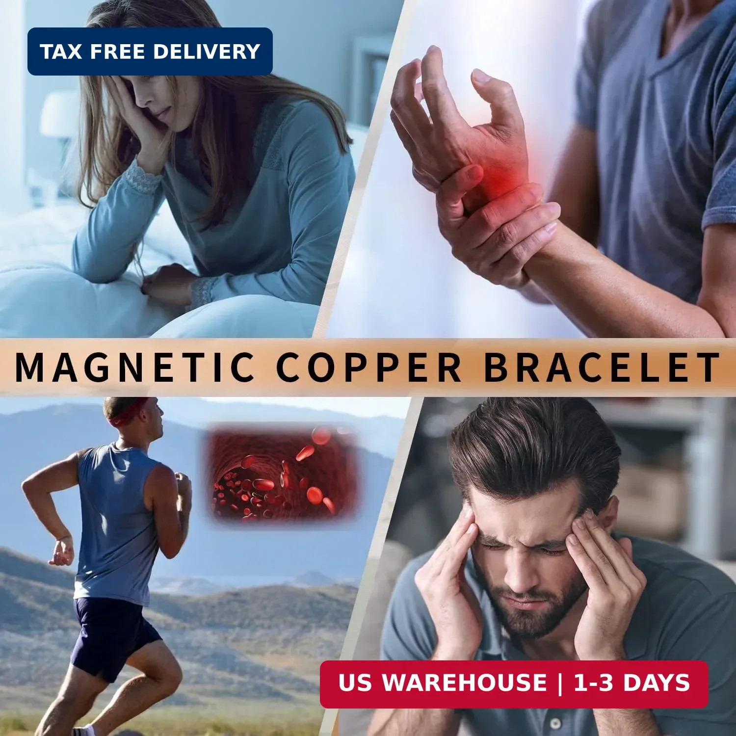 MagEnergy Copper Bracelet for Men and Women, 99.9% Pure Copper Magnetic Bangle w
