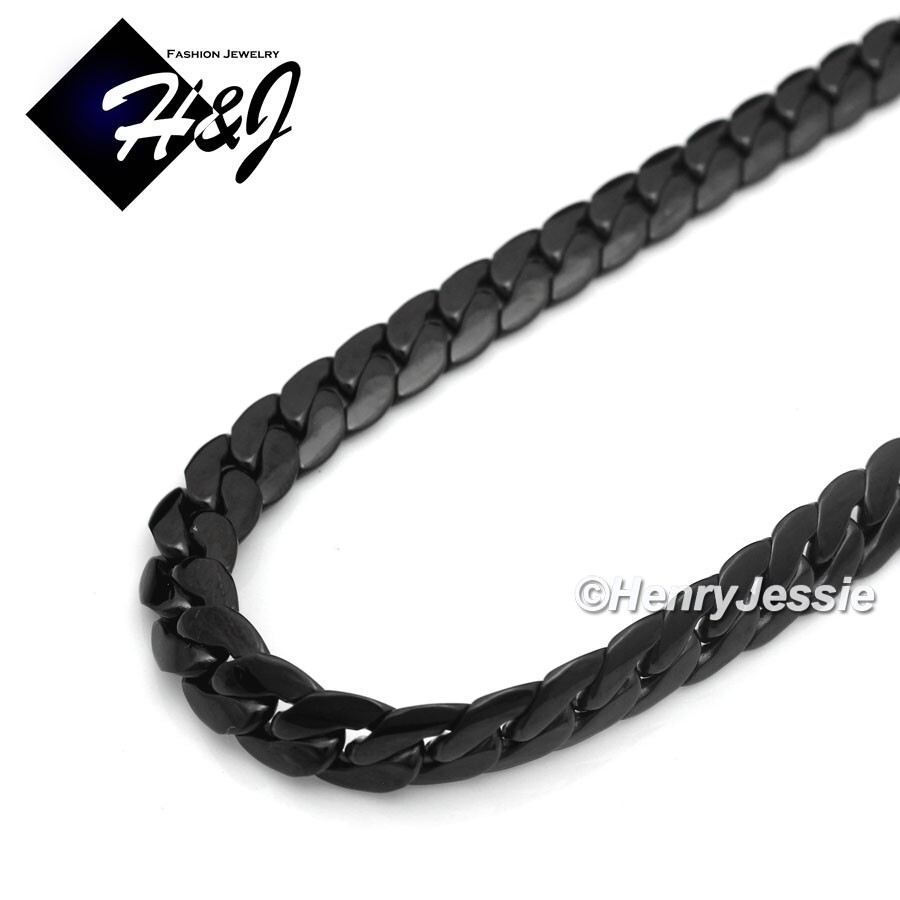 8.5″MEN Stainless Steel 6mm Black Plated Miami Cuban Curb Chain Bracelet*B155