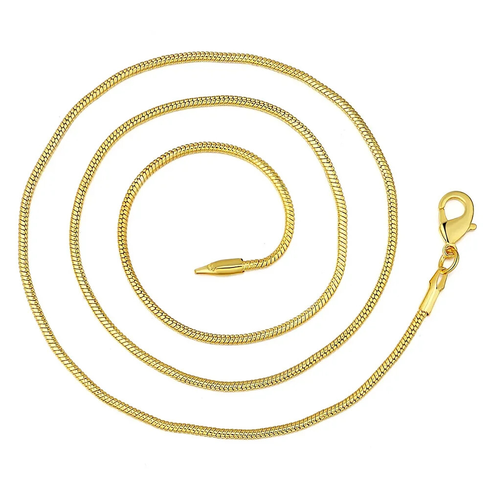 New 16-30inches Beautiful Elegant Gold colour round 2MM snake chain Necklace