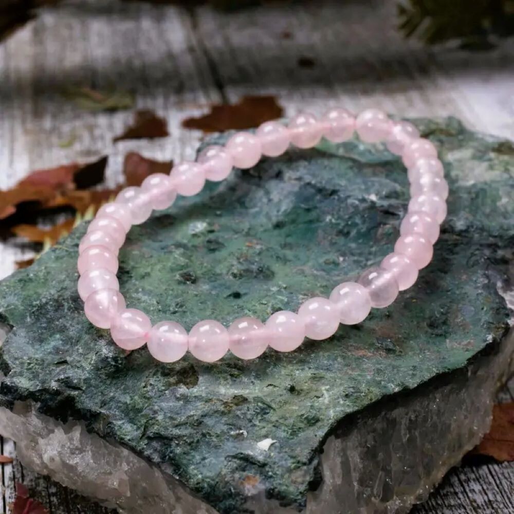 Rose Quartz Beads Dainty Bracelet Pink Natural Gemstone Healing Crystal Bracelet