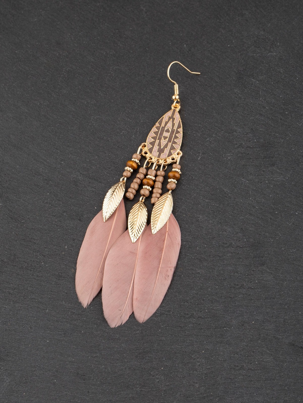 Handmade Bohemian Charm Colorful Feather Retro Design Beaded Long Earrings Women