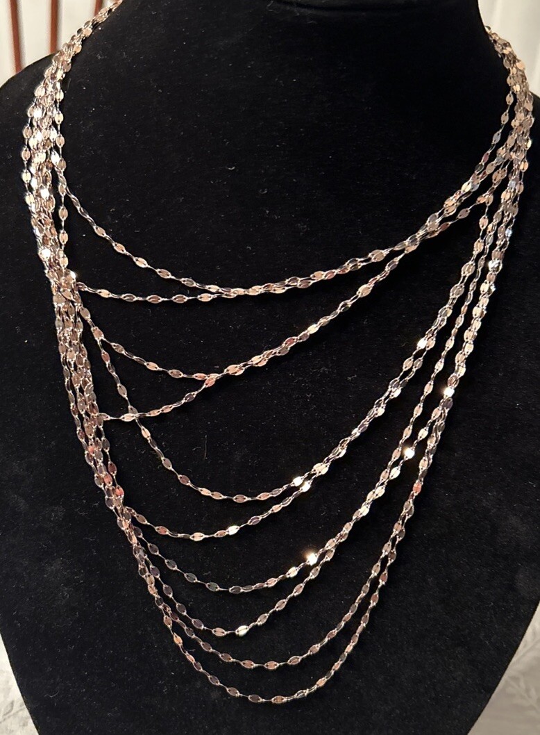 10 Strand Delicate Mariner Link Necklace In Rose/Gold-tone Finish