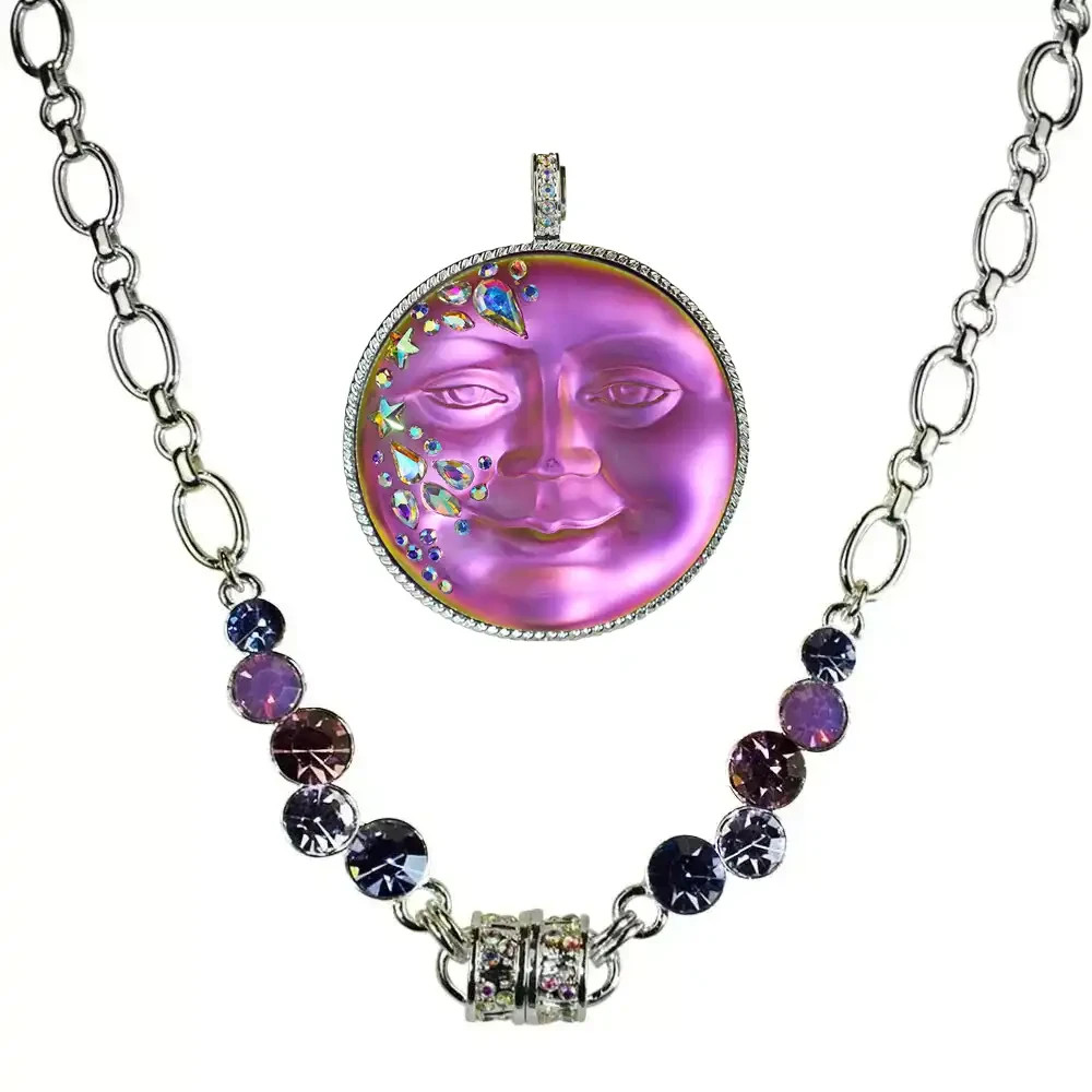 Kirks Folly Mystic Fairy Seaview Moon 50mm Enhancer Crystal Necklace ST #84