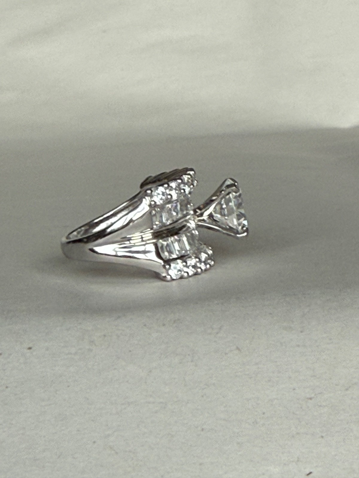 PAJ 925 sterling silver CZ high quality Vintage Cocktail ring very flashy size 5