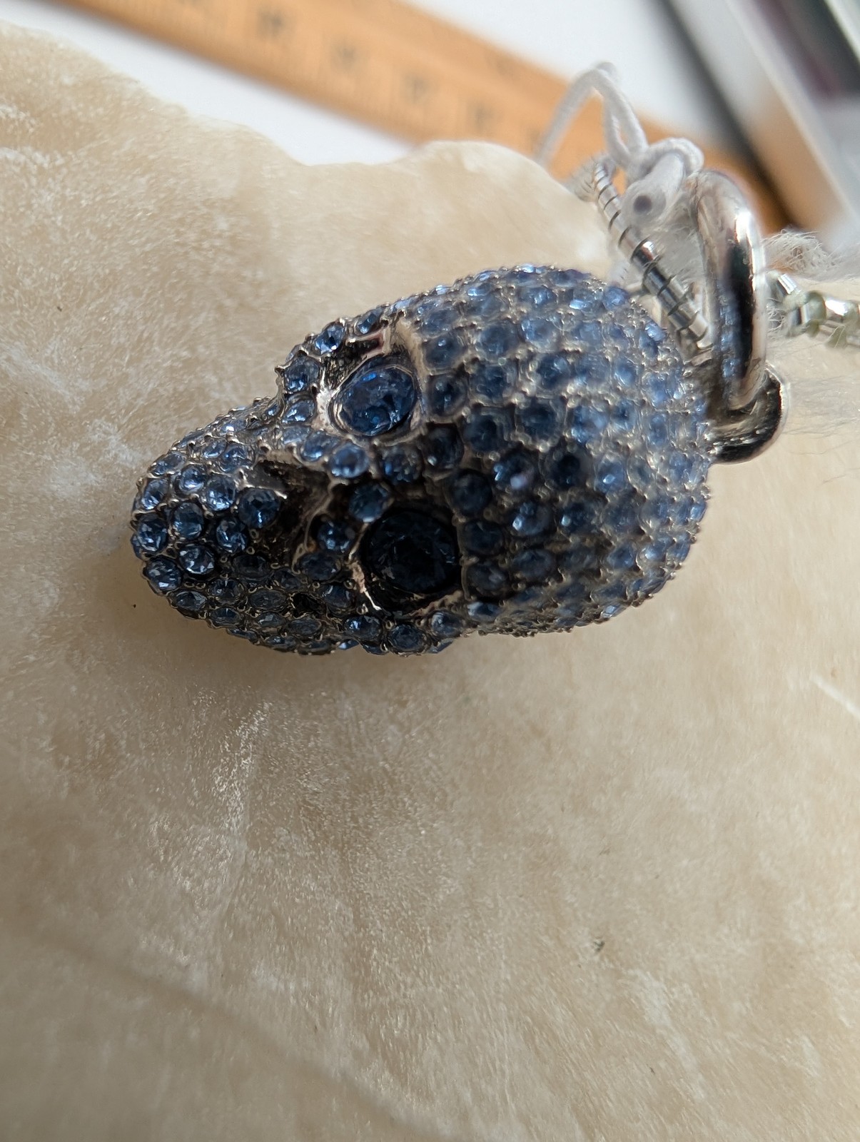 COACH NWT Blue Pave Crystal Skull Charm Silver Tone Sparkly RARE READ