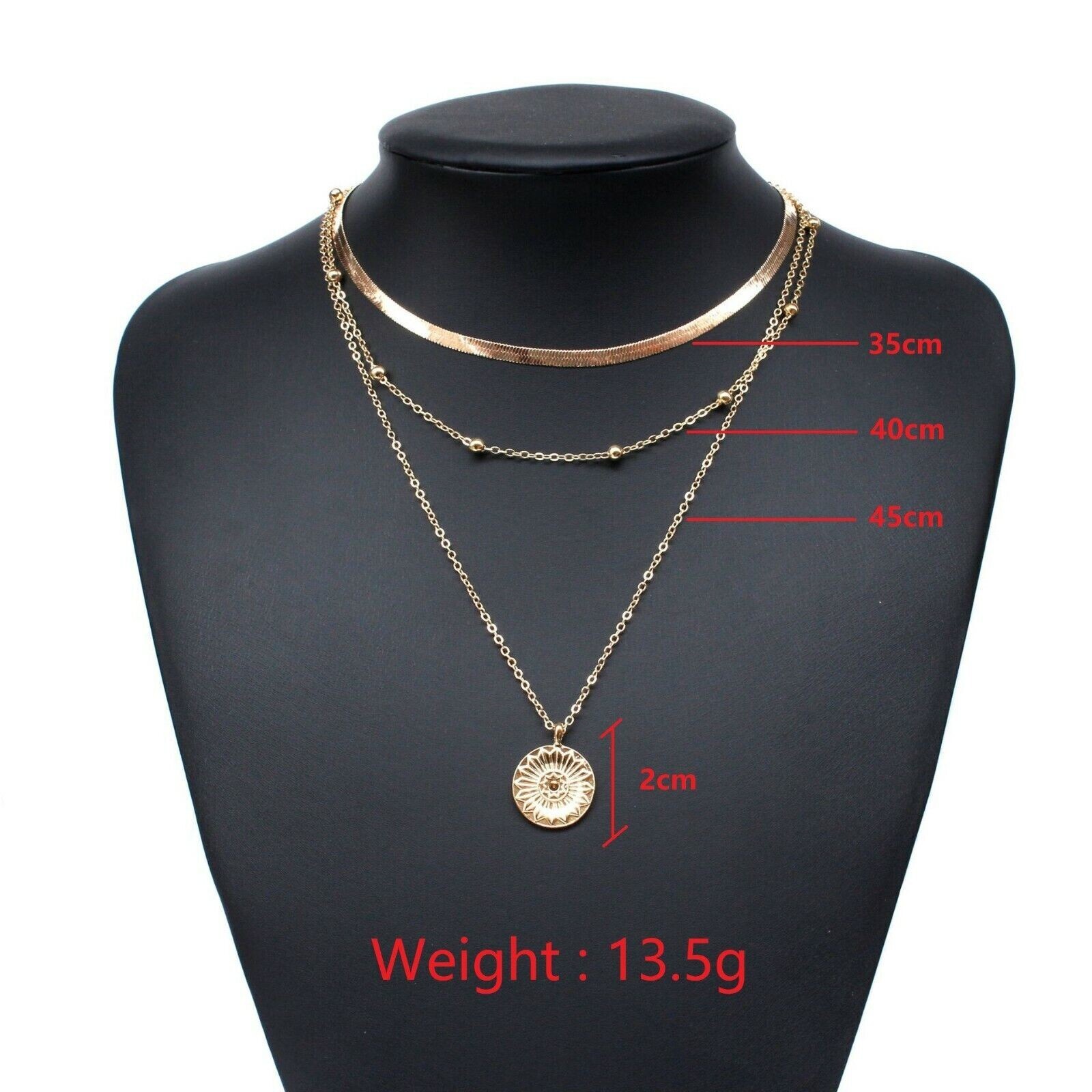 Trendy Gold Women 3-Three Layered Choker Necklace Fashion Jewelry – Party
