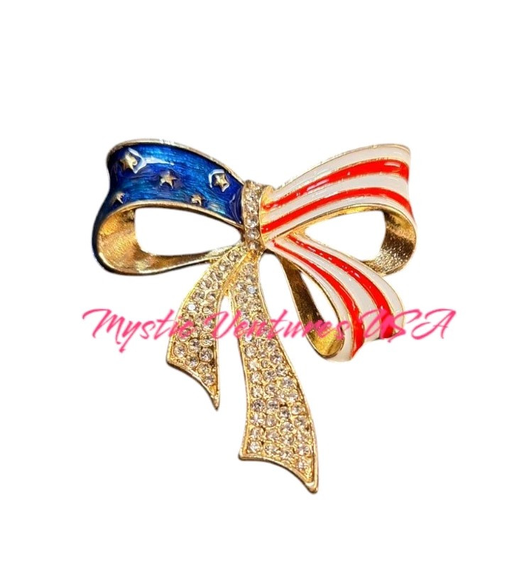 flag Bow pin brooch red Fashion jewelry FAST Free Ship
