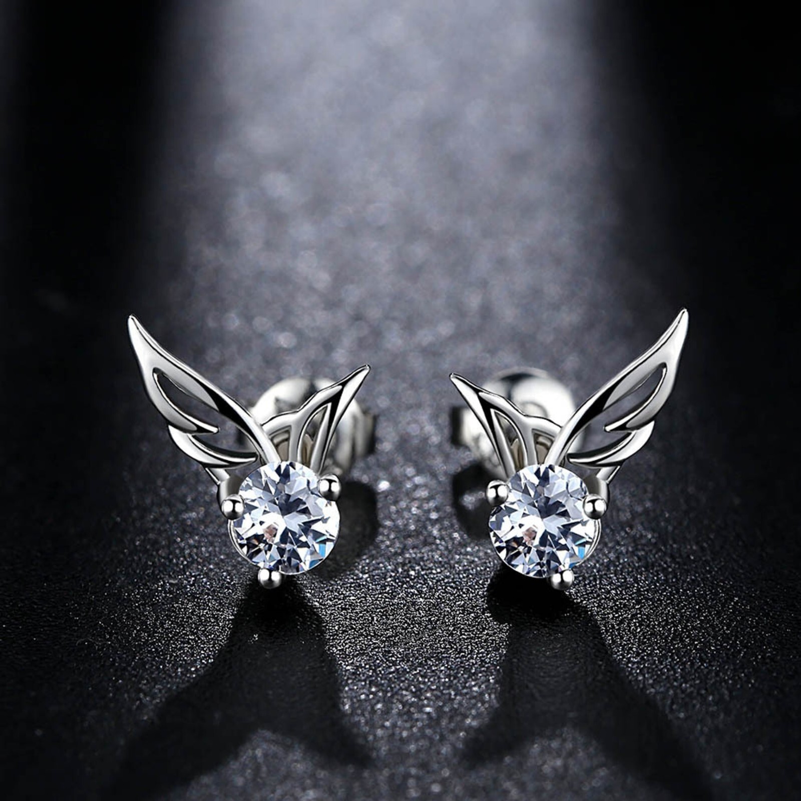 Angel Wings Simulated Diamond Stud Earrings Jewelry Gifts For Women And Girls