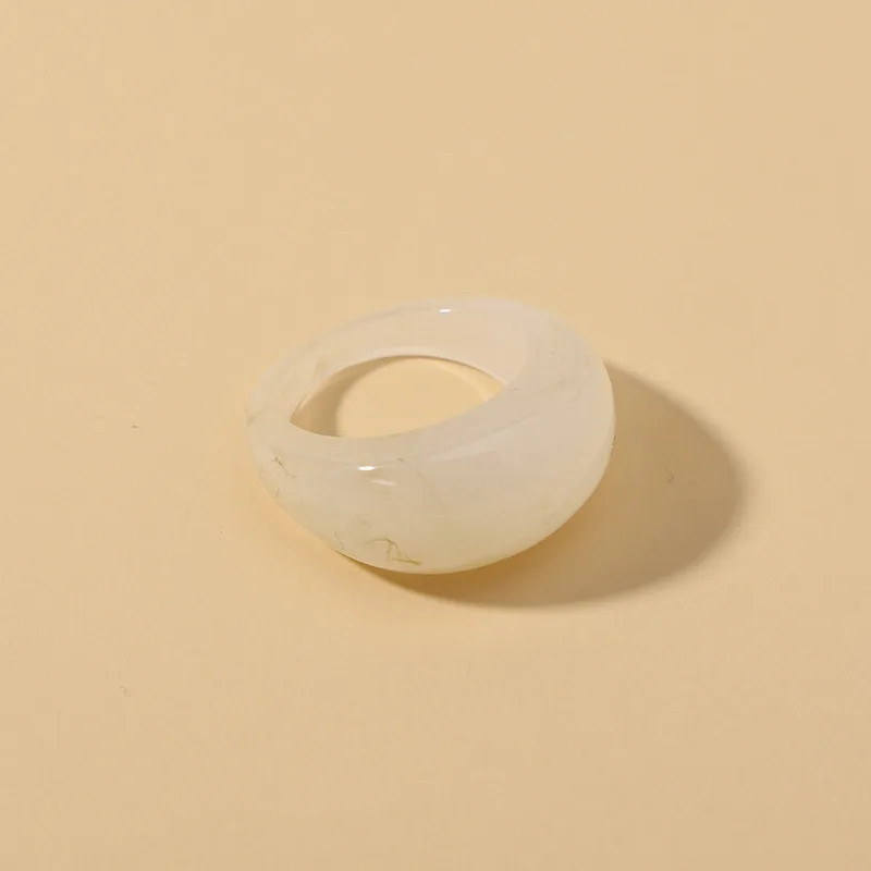 Transparent Acrylic Geometric Ring Round Resin Band Lightweight Jewelry