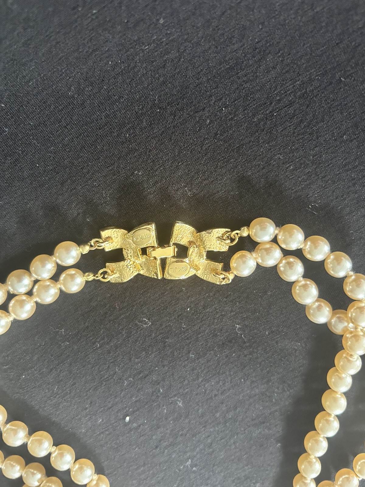 KJL Pearl Strand Rhinestone Long Necklace